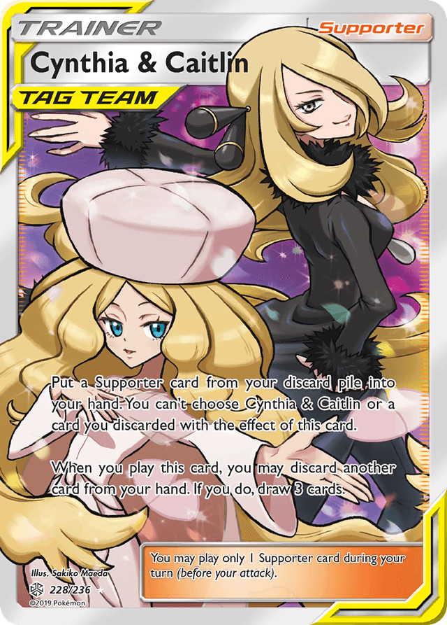 Carta Cynthia & Caitlin 228/236 do set Cosmic Eclipse — Pokémon TCG | Bynx