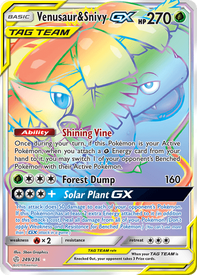 Carta Venusaur & Snivy-GX 249/236 do set Cosmic Eclipse — Pokémon TCG | Bynx