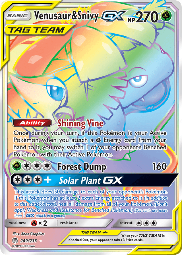 Carta Venusaur & Snivy-GX 249/236 do set Cosmic Eclipse — Pokémon TCG | Bynx