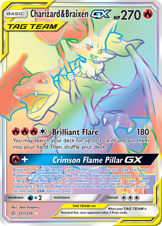 Carta Charizard & Braixen-GX 251/236 do set Cosmic Eclipse — Pokémon TCG | Bynx
