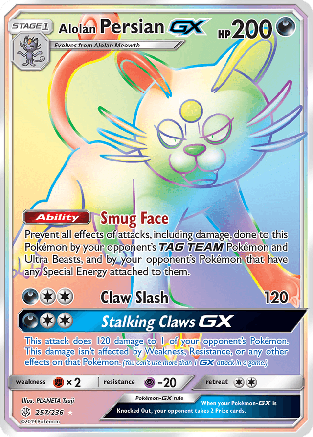 Carta Alolan Persian-GX 257/236 do set Cosmic Eclipse — Pokémon TCG | Bynx