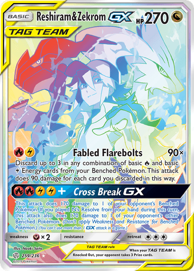 Carta Reshiram & Zekrom-GX 259/236 do set Cosmic Eclipse — Pokémon TCG | Bynx