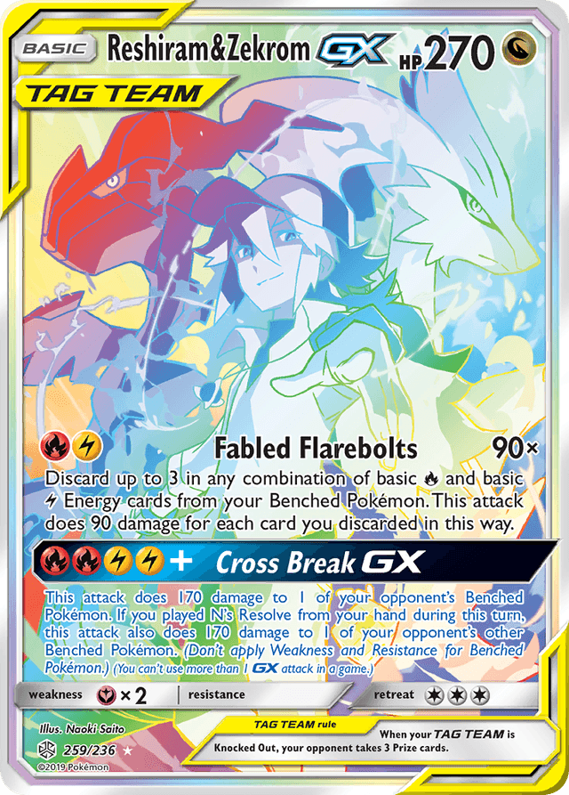 Carta Reshiram & Zekrom-GX 259/236 do set Cosmic Eclipse — Pokémon TCG | Bynx