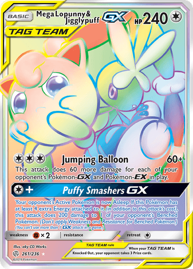 Carta Mega Lopunny & Jigglypuff-GX 261/236 do set Cosmic Eclipse — Pokémon TCG | Bynx