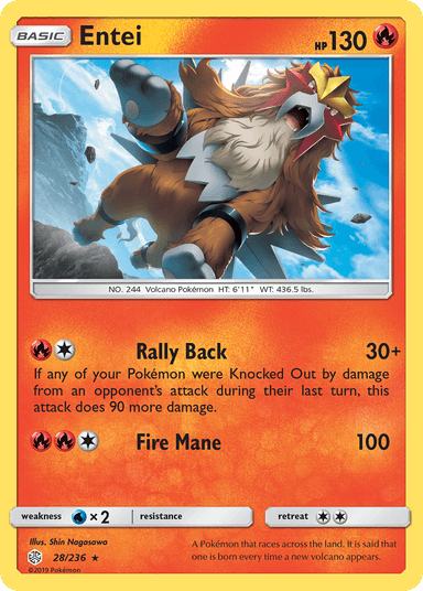 Carta Entei 28/236 do set Cosmic Eclipse — Pokémon TCG | Bynx