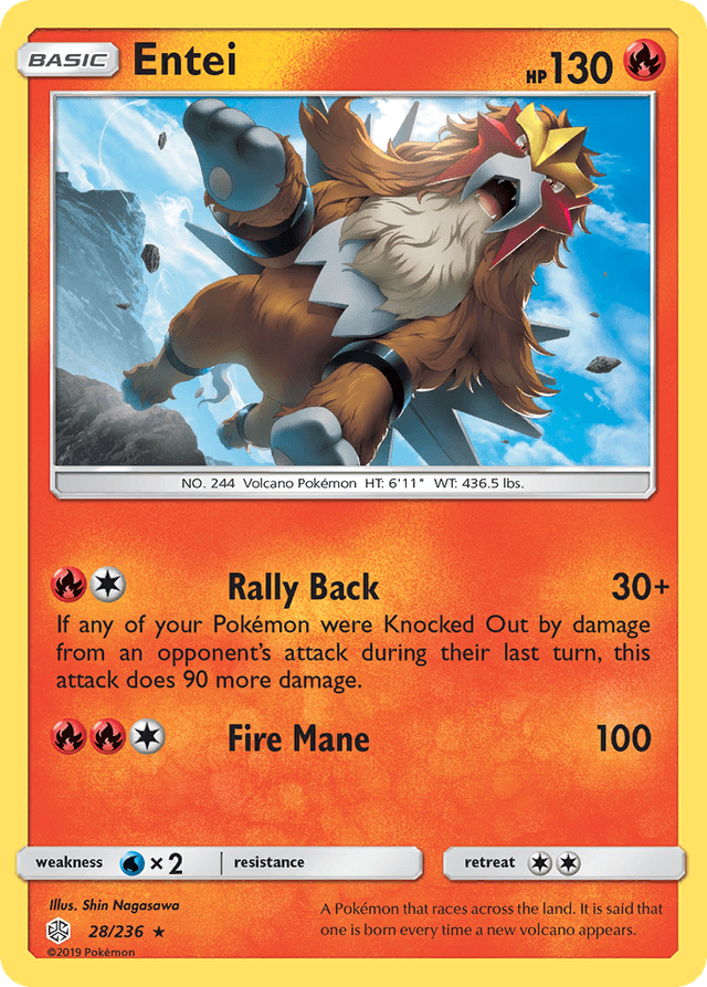 Carta Entei 28/236 do set Cosmic Eclipse — Pokémon TCG | Bynx