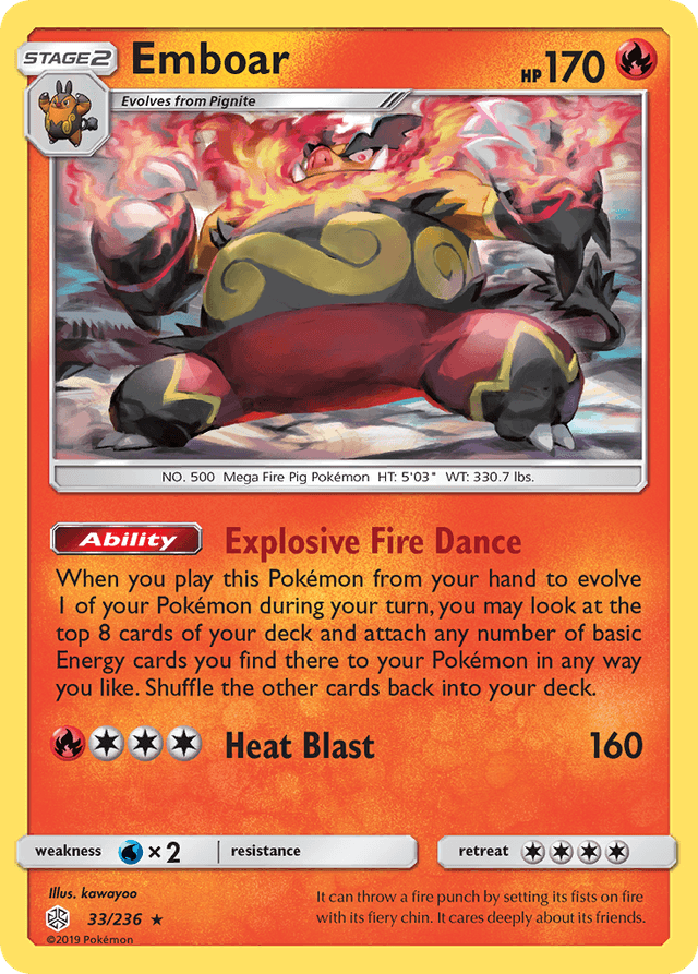 Carta Emboar 33/236 do set Cosmic Eclipse — Pokémon TCG | Bynx