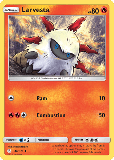 Carta Larvesta 34/236 do set Cosmic Eclipse — Pokémon TCG | Bynx