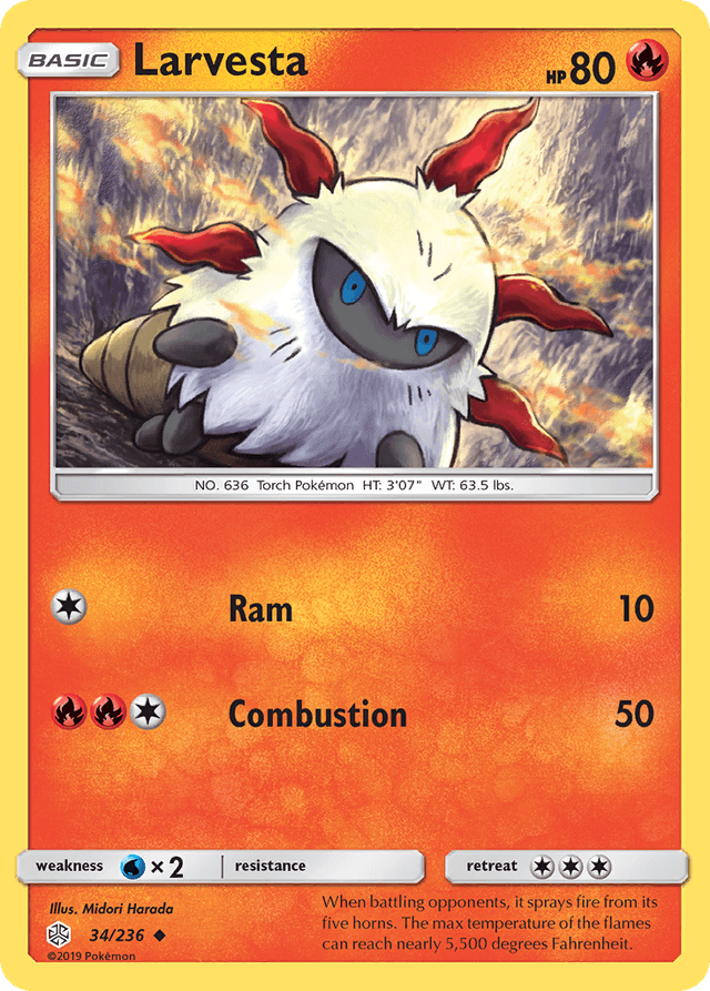 Carta Larvesta 34/236 do set Cosmic Eclipse — Pokémon TCG | Bynx