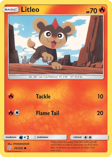 Carta Litleo 36/236 do set Cosmic Eclipse — Pokémon TCG | Bynx