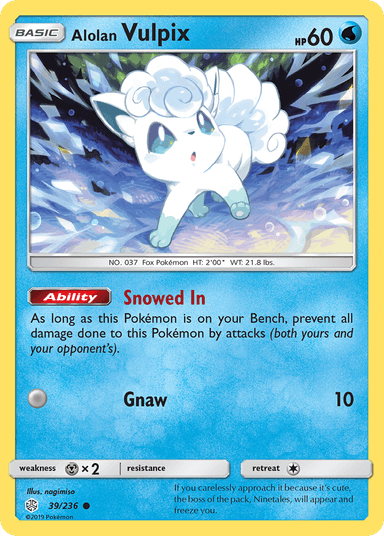 Carta Alolan Vulpix 39/236 do set Cosmic Eclipse — Pokémon TCG | Bynx