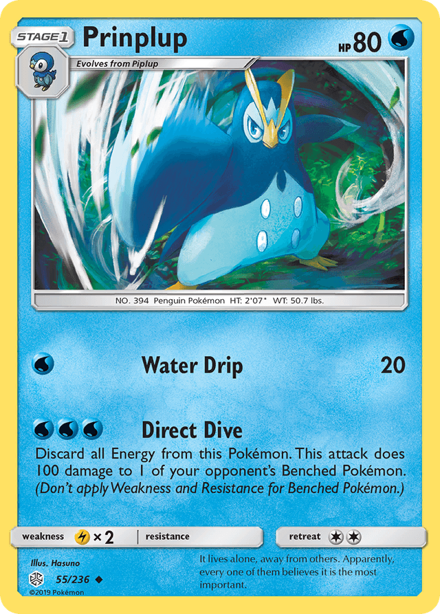 Carta Prinplup 55/236 do set Cosmic Eclipse — Pokémon TCG | Bynx