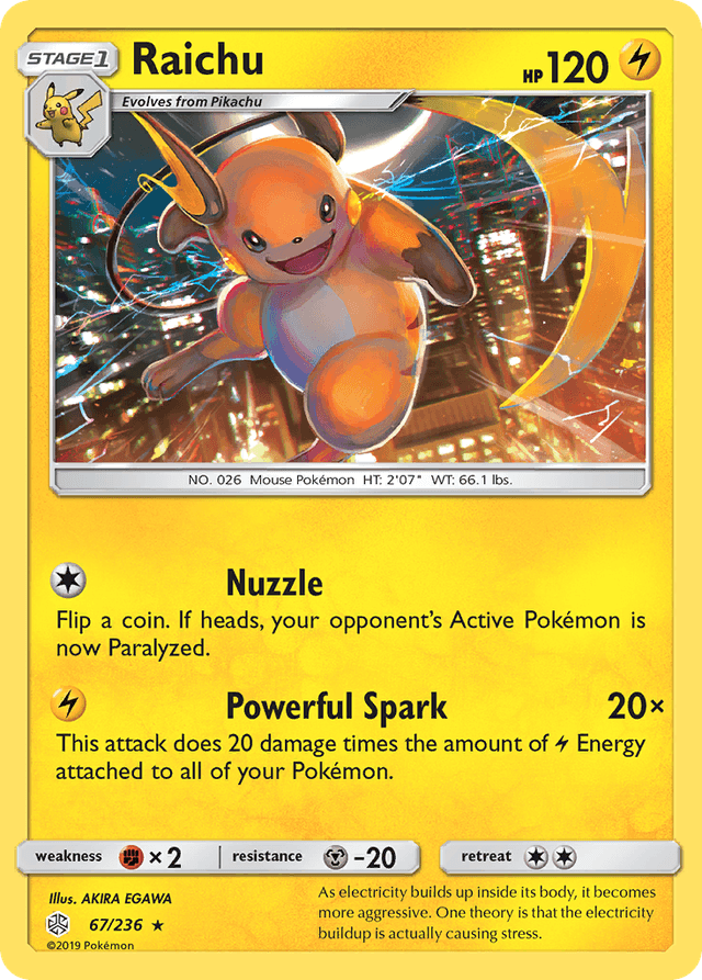 Carta Raichu 67/236 do set Cosmic Eclipse — Pokémon TCG | Bynx