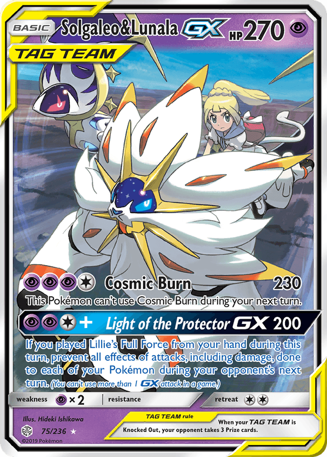 Carta Solgaleo & Lunala-GX 75/236 do set Cosmic Eclipse — Pokémon TCG | Bynx