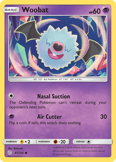 Carta Woobat 87/236 do set Cosmic Eclipse — Pokémon TCG | Bynx