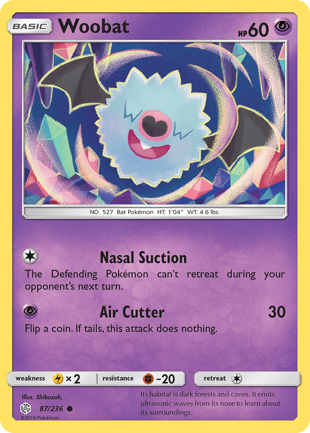 Carta Woobat 87/236 do set Cosmic Eclipse — Pokémon TCG | Bynx