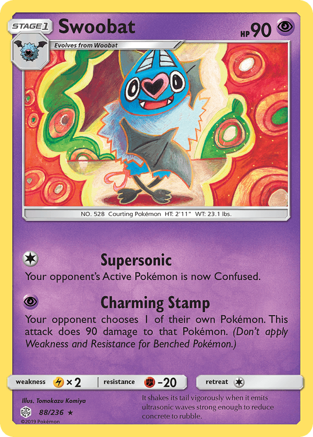 Carta Swoobat 88/236 do set Cosmic Eclipse — Pokémon TCG | Bynx