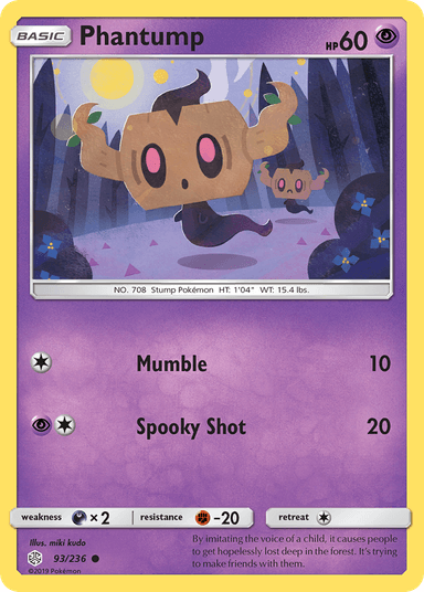 Carta Phantump 93/236 do set Cosmic Eclipse — Pokémon TCG | Bynx
