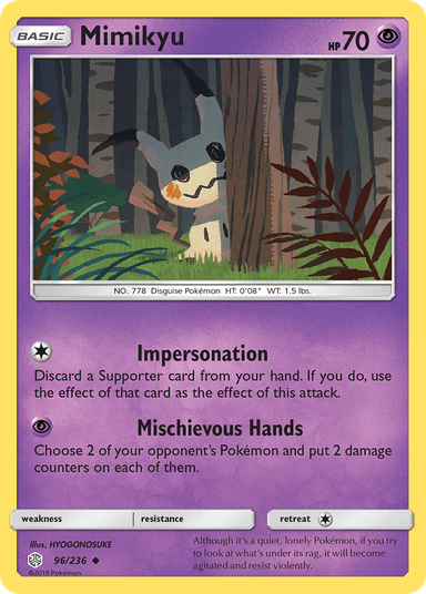 Carta Mimikyu 96/236 do set Cosmic Eclipse — Pokémon TCG | Bynx