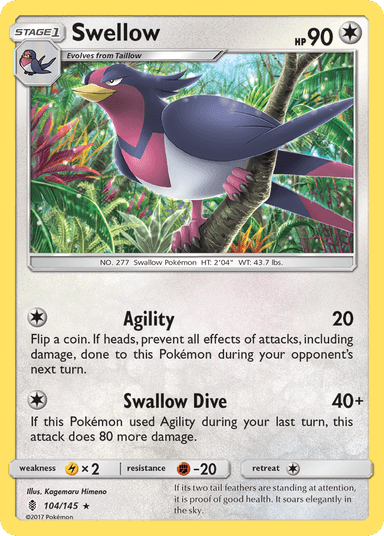 Carta Swellow 104/145 do set Guardians Rising — Pokémon TCG | Bynx