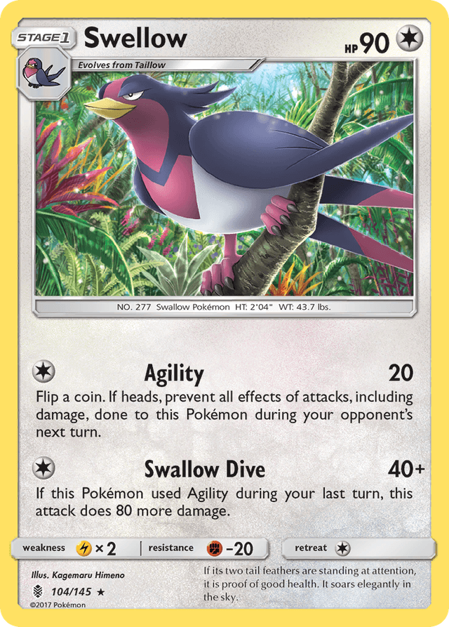 Carta Swellow 104/145 do set Guardians Rising — Pokémon TCG | Bynx