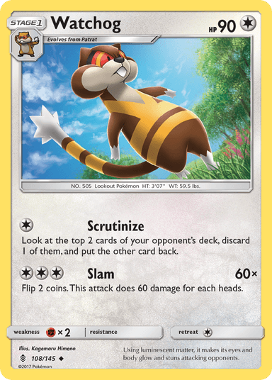 Carta Watchog 108/145 do set Guardians Rising — Pokémon TCG | Bynx