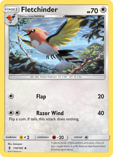 Carta Fletchinder 110/145 do set Guardians Rising — Pokémon TCG | Bynx