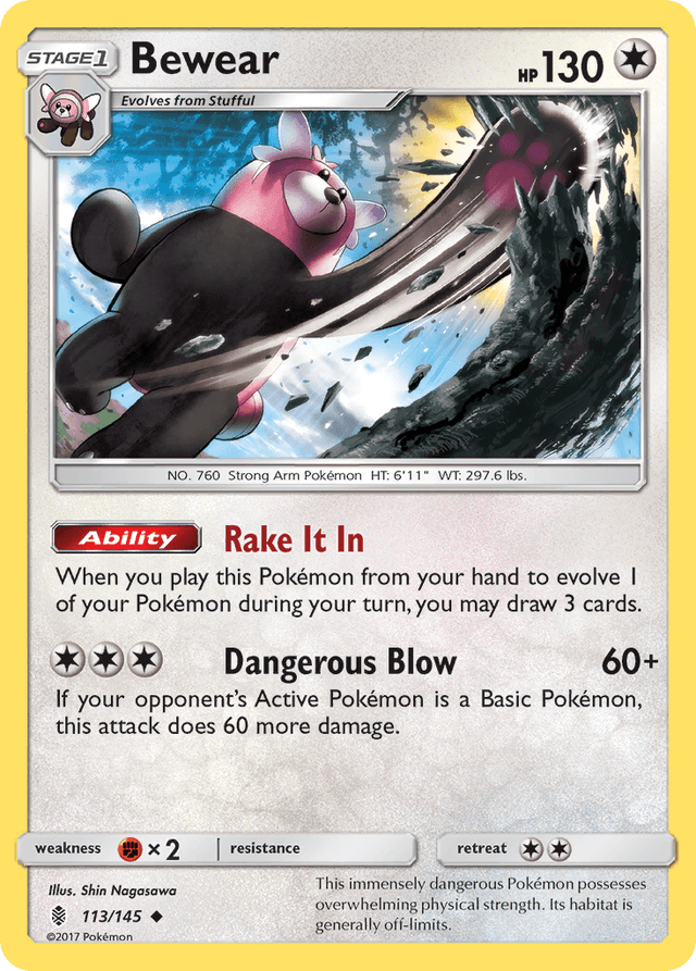 Carta Bewear 113/145 do set Guardians Rising — Pokémon TCG | Bynx