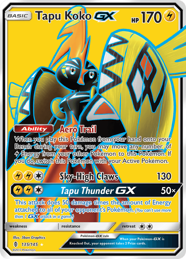 Carta Tapu Koko-GX 135/145 do set Guardians Rising — Pokémon TCG | Bynx