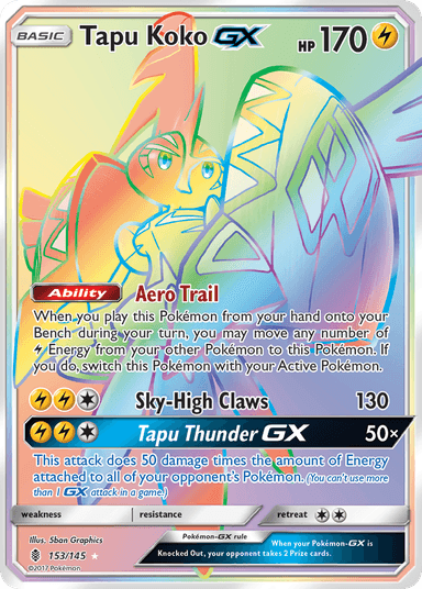 Carta Tapu Koko-GX 153/145 do set Guardians Rising — Pokémon TCG | Bynx