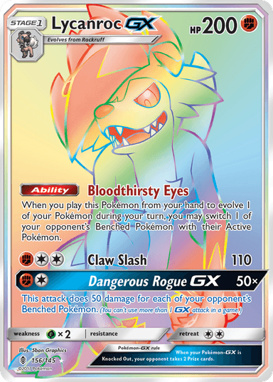 Carta Lycanroc-GX 156/145 do set Guardians Rising — Pokémon TCG | Bynx