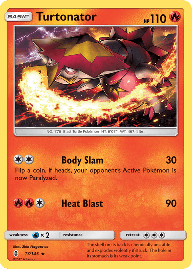 Carta Turtonator 17/145 do set Guardians Rising — Pokémon TCG | Bynx