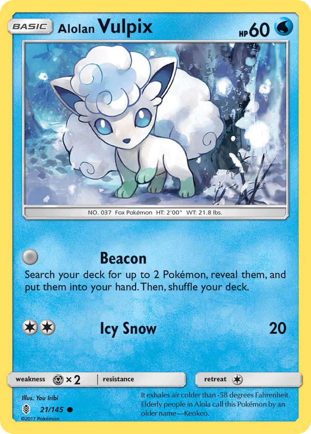 Carta Alolan Vulpix 21/145 do set Guardians Rising — Pokémon TCG | Bynx