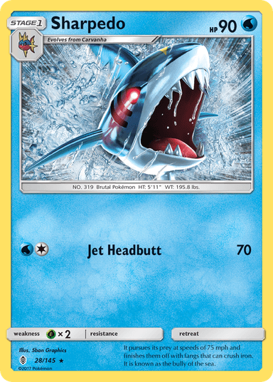 Carta Sharpedo 28/145 do set Guardians Rising — Pokémon TCG | Bynx