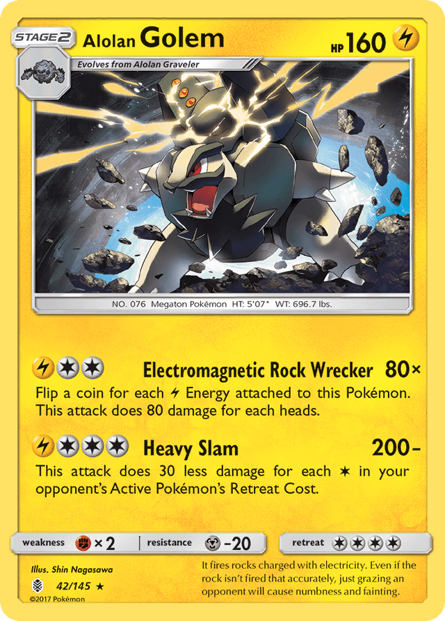 Carta Alolan Golem 42/145 do set Guardians Rising — Pokémon TCG | Bynx