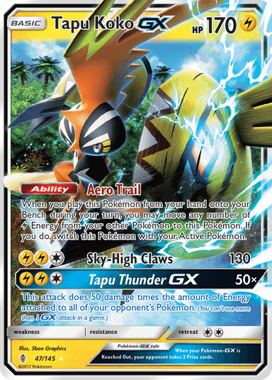 Carta Tapu Koko-GX 47/145 do set Guardians Rising — Pokémon TCG | Bynx