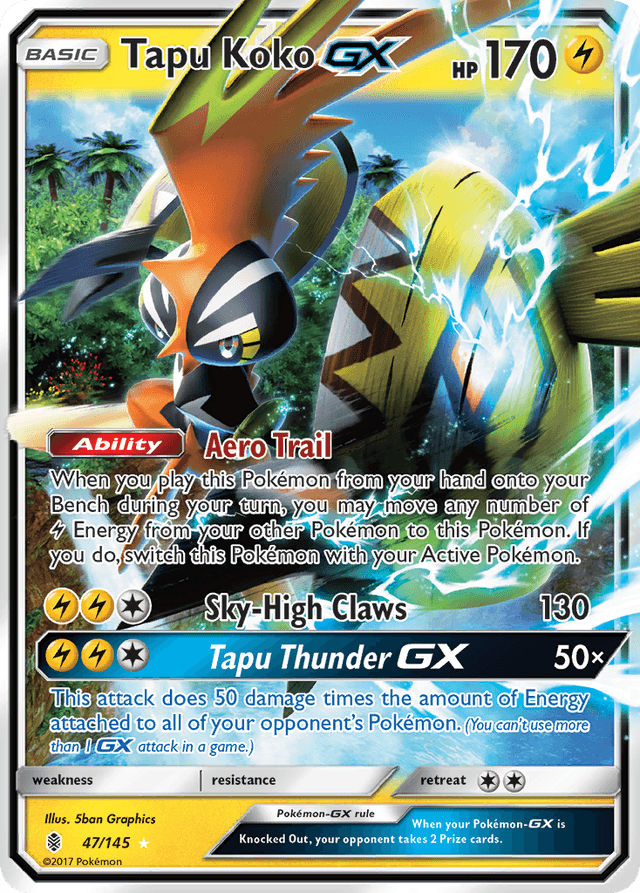 Carta Tapu Koko-GX 47/145 do set Guardians Rising — Pokémon TCG | Bynx