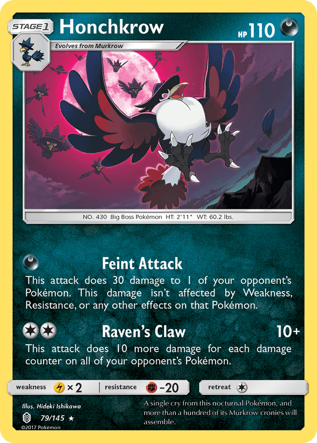 Carta Honchkrow 79/145 do set Guardians Rising — Pokémon TCG | Bynx