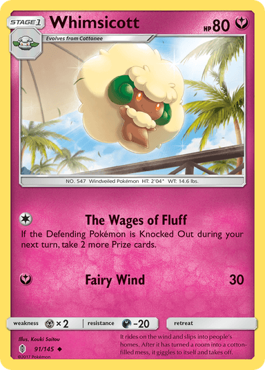 Carta Whimsicott 91/145 do set Guardians Rising — Pokémon TCG | Bynx
