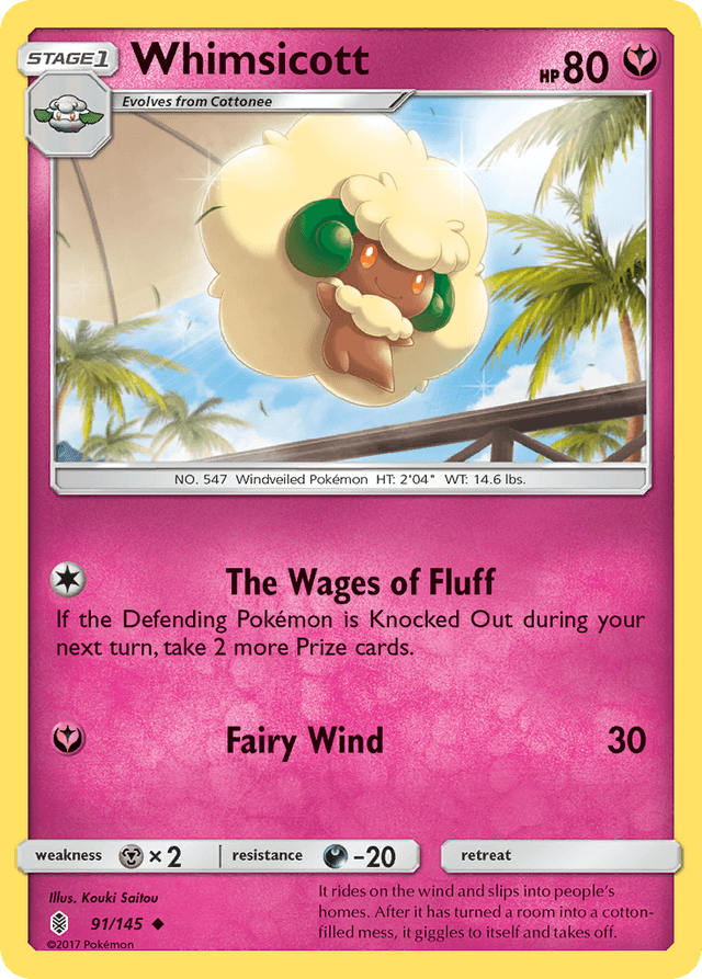 Carta Whimsicott 91/145 do set Guardians Rising — Pokémon TCG | Bynx