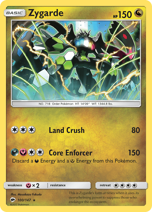 Carta Zygarde 100/147 do set Burning Shadows — Pokémon TCG | Bynx