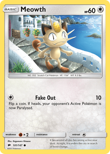 Carta Meowth 101/147 do set Burning Shadows — Pokémon TCG | Bynx