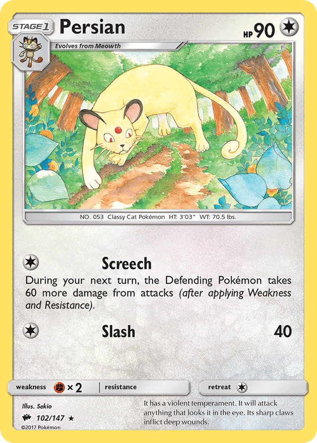 Carta Persian 102/147 do set Burning Shadows — Pokémon TCG | Bynx