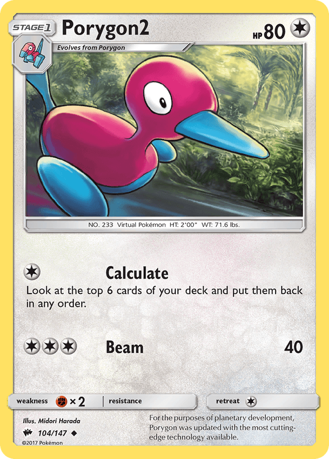 Carta Porygon2 104/147 do set Burning Shadows — Pokémon TCG | Bynx