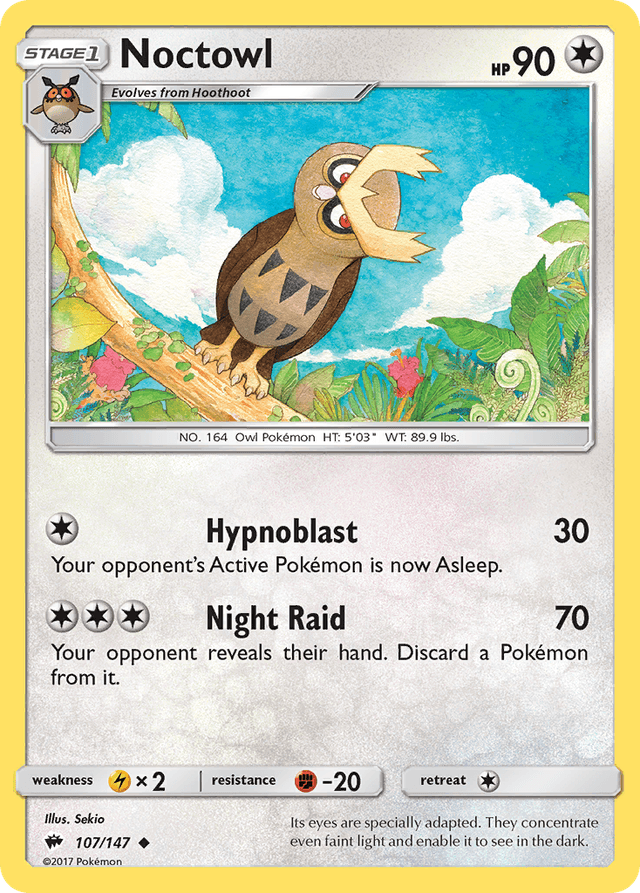 Carta Noctowl 107/147 do set Burning Shadows — Pokémon TCG | Bynx