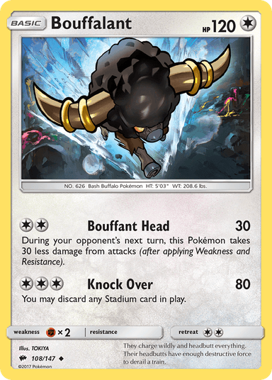 Carta Bouffalant 108/147 do set Burning Shadows — Pokémon TCG | Bynx