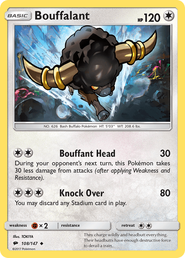Carta Bouffalant 108/147 do set Burning Shadows — Pokémon TCG | Bynx