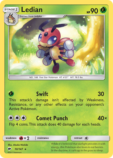 Carta Ledian 10/147 do set Burning Shadows — Pokémon TCG | Bynx
