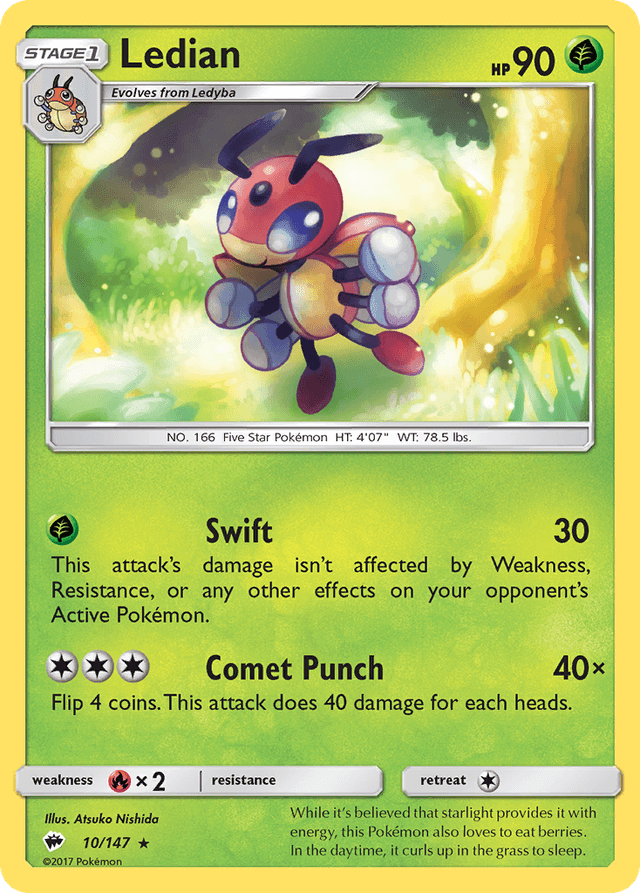Carta Ledian 10/147 do set Burning Shadows — Pokémon TCG | Bynx