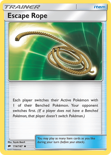 Carta Escape Rope 114/147 do set Burning Shadows — Pokémon TCG | Bynx